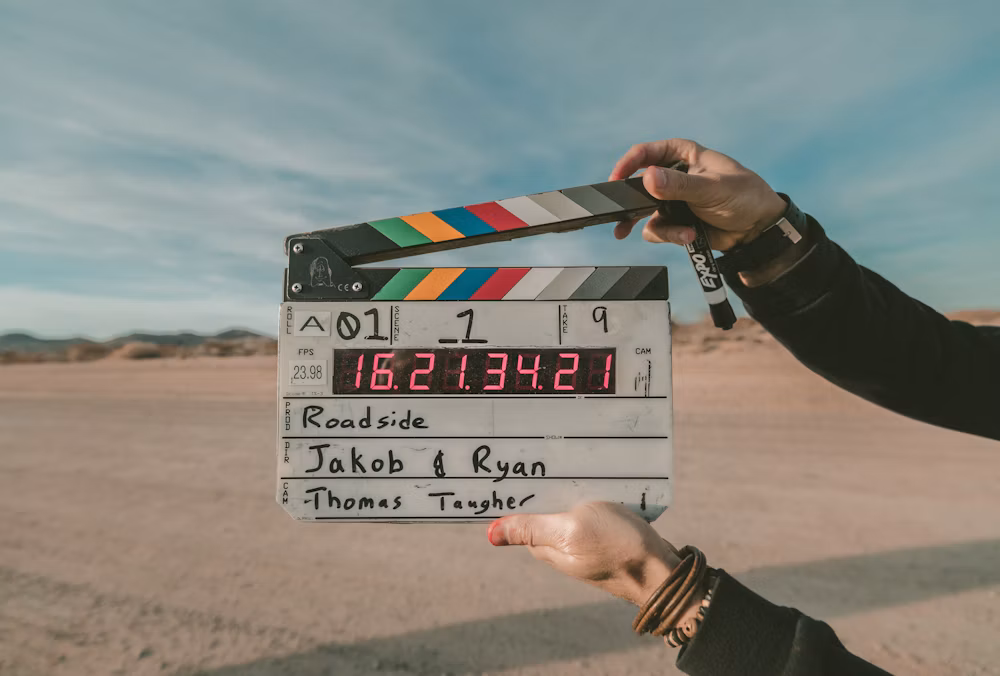 Film camera on a production set